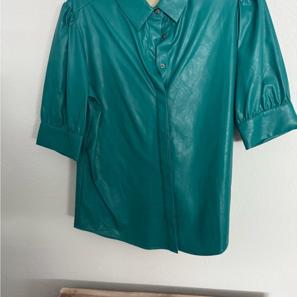 Tyler Boe Alice vegan Leather Shirt Deep Lake Size 4 - Picture 4 of 9